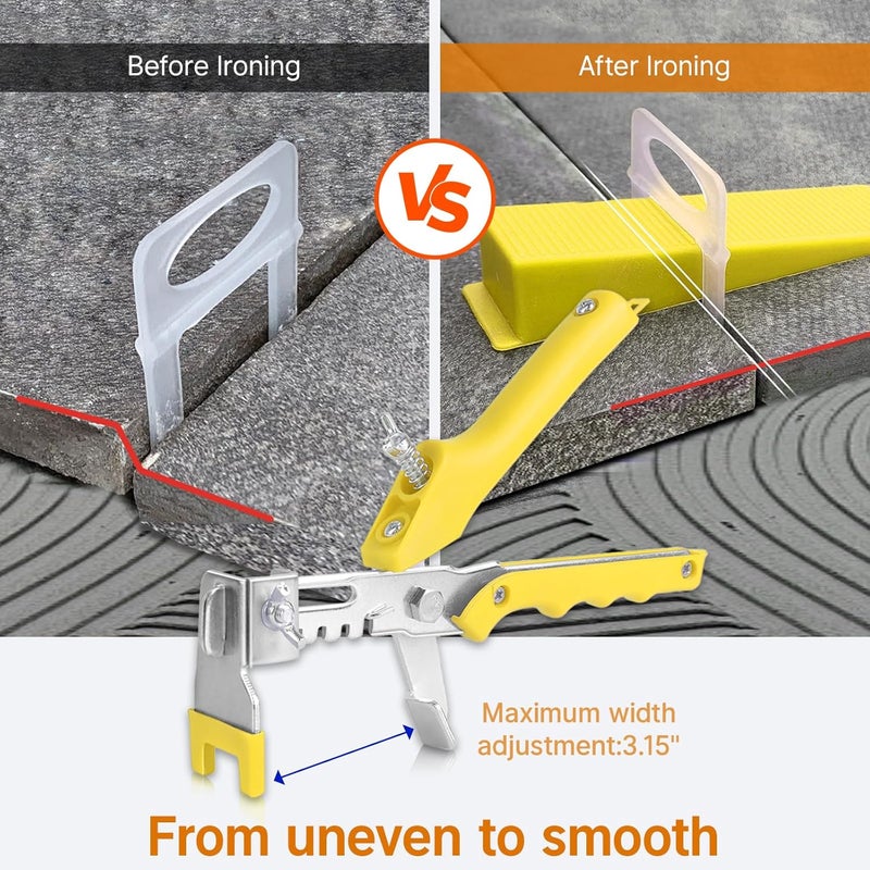 TEANTECH 1/8”Tile Leveling System Kit, 600pcs Tile Leveler Spacers Clips+150pcs Reusable Wedges+1pc Tile Pliers for Wall/Floor Tile Adjustment, Leveling Tile System for Ceramic Tile - Image 2